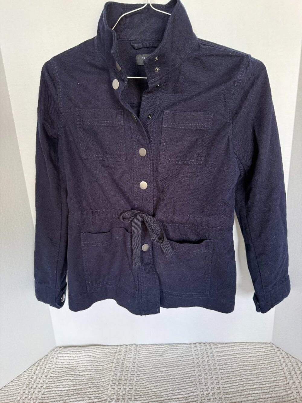 Talbots Navy Jacket button up drawstring A-010